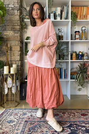 Paloma Bubble Hem Layering Dress Indian Red